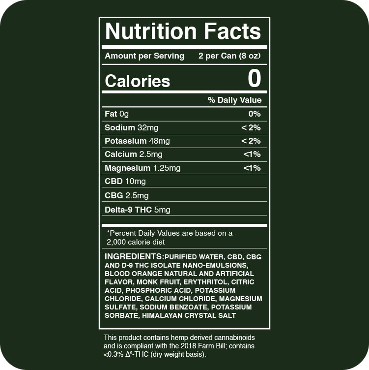 Vibe Elixir's Nutrition facts