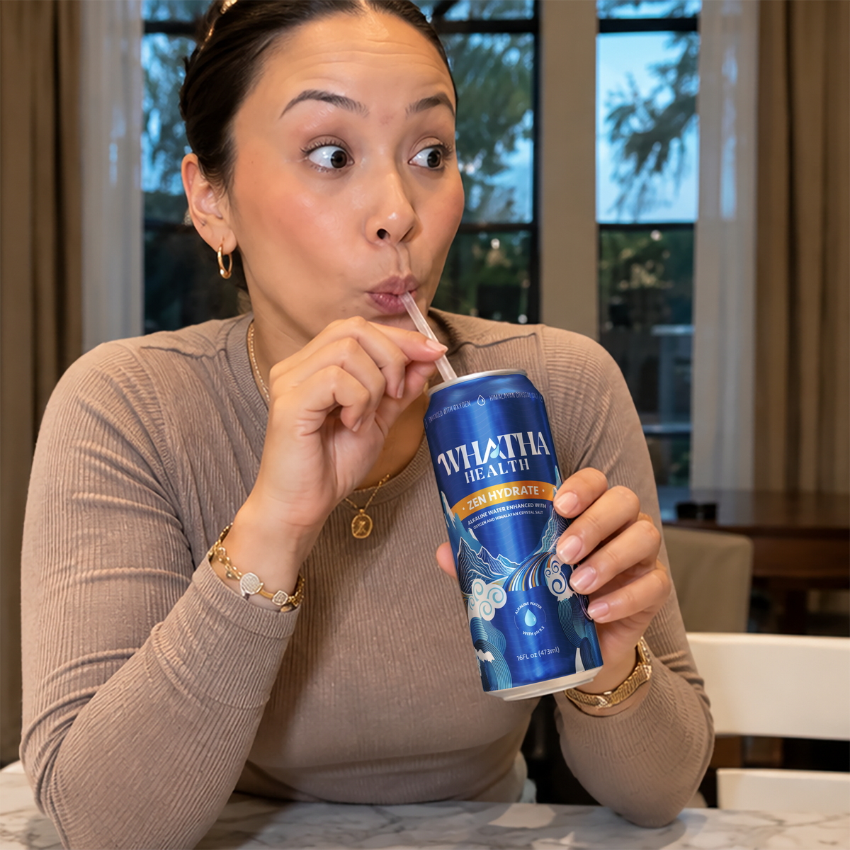 Woman drink zen hydrate water